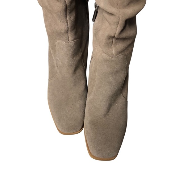 Splendid Sz 9 Taupe Slouch Suede Boots Style Gloria Heeled Square Toe Knee High - Picture 5 of 12